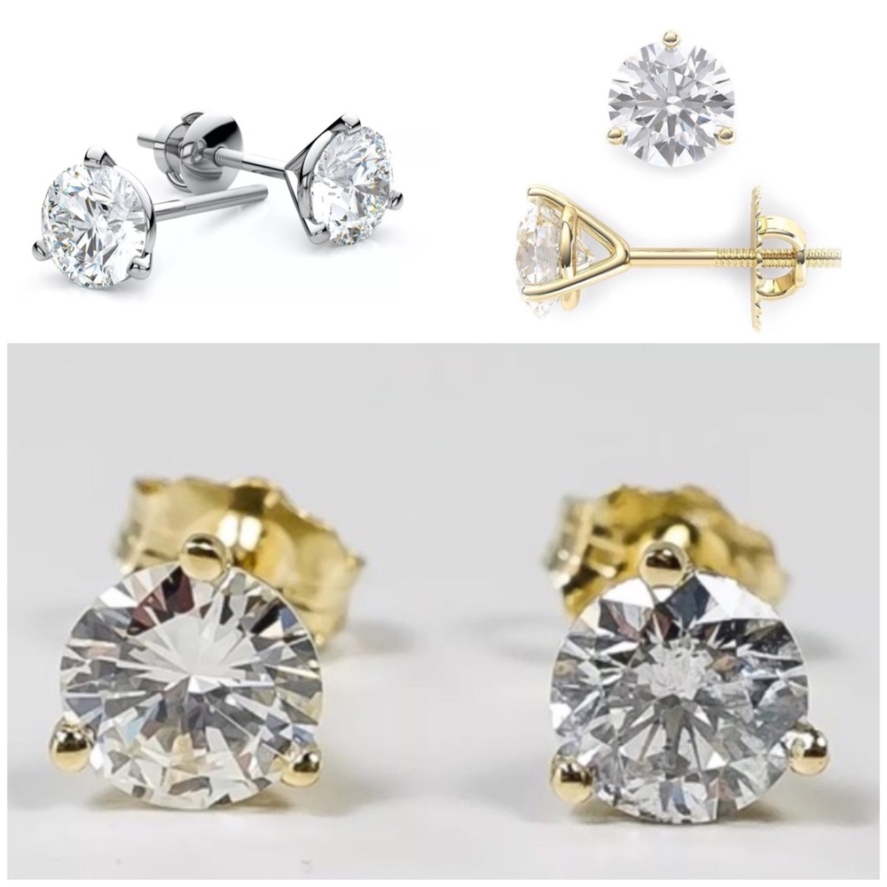3.0CT Simulated Diamond 14K Gold Martini Studs
